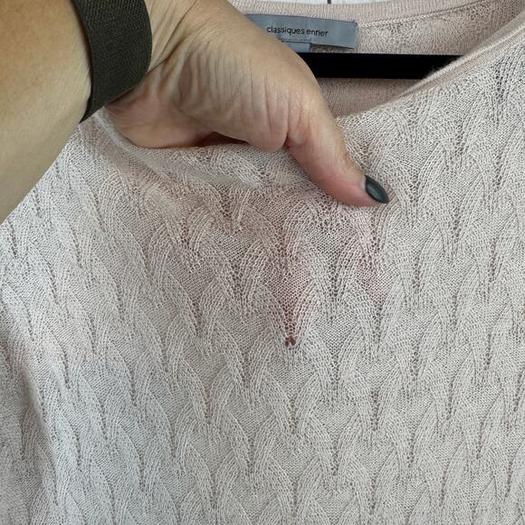 Classiques Entier Pink Hush Cashmere Textured Knit Sweater Pullover Size Medium - Picture 3 of 12